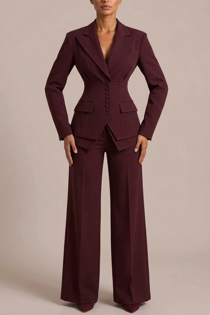Women’s Tailored Three-Piece Suit – Cinched Waist & Wide-Leg Trousers — variant_front