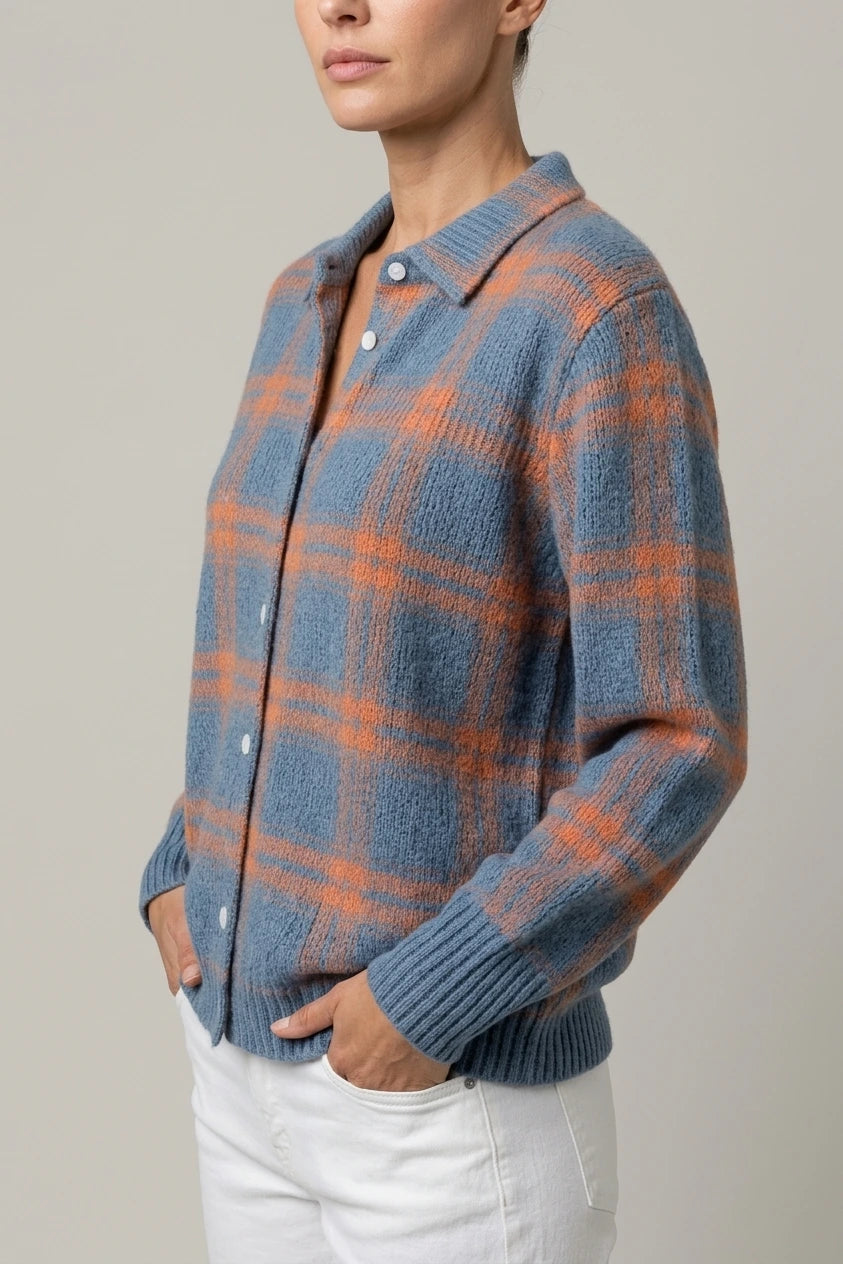Mira – Knitted Blouse With Check Pattern — variant_front