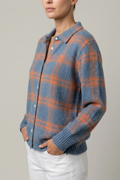 Mira – Knitted Blouse With Check Pattern — variant_front