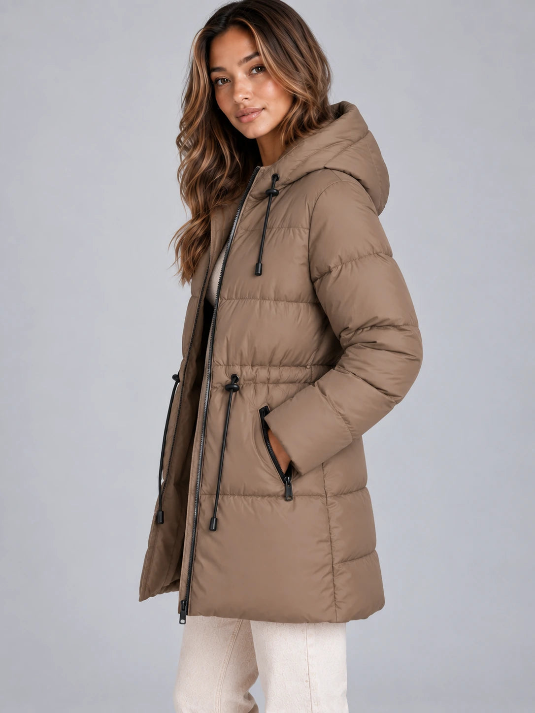 Women’s Hooded Puffer Jacket – Drawstring Waist Quilted Winter Coat — gallery_03.webp