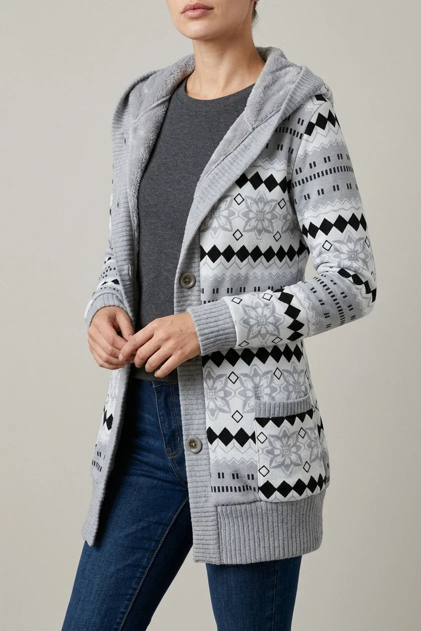 [Elegant Warm Cardigan] Elegant Warm Women's Cardigan | Fleece-Lined Hooded Sweater Coat | Autumn Winter European American — variant_front