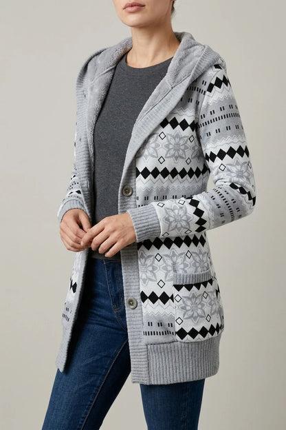 [Elegant Warm Cardigan] Elegant Warm Women's Cardigan | Fleece-Lined Hooded Sweater Coat | Autumn Winter European American — variant_front
