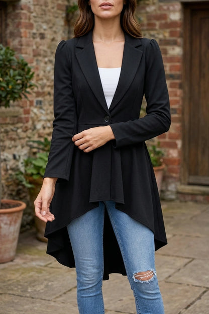 Women’s Elegant Longline Flared Blazer — variant_front