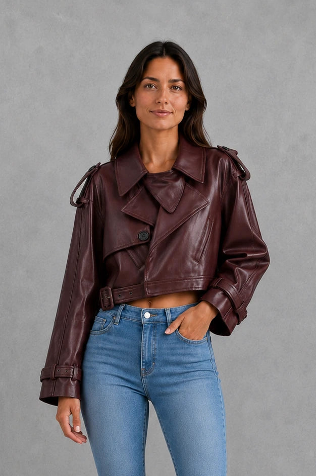 Women’s Leather Biker Jacket – Belted Cropped Style — gallery_01.webp