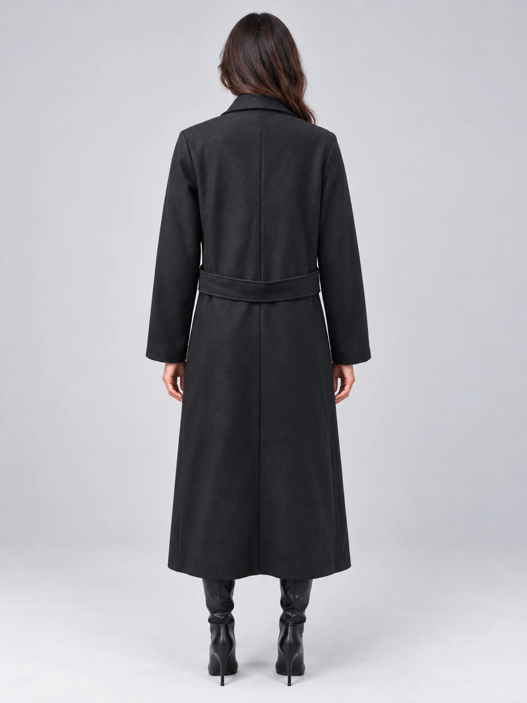 Women’s Longline Tailored Coat – Notched Lapel Button Detail Jacket — gallery_02.webp
