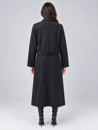 Women’s Longline Tailored Coat – Notched Lapel Button Detail Jacket — gallery_02.webp
