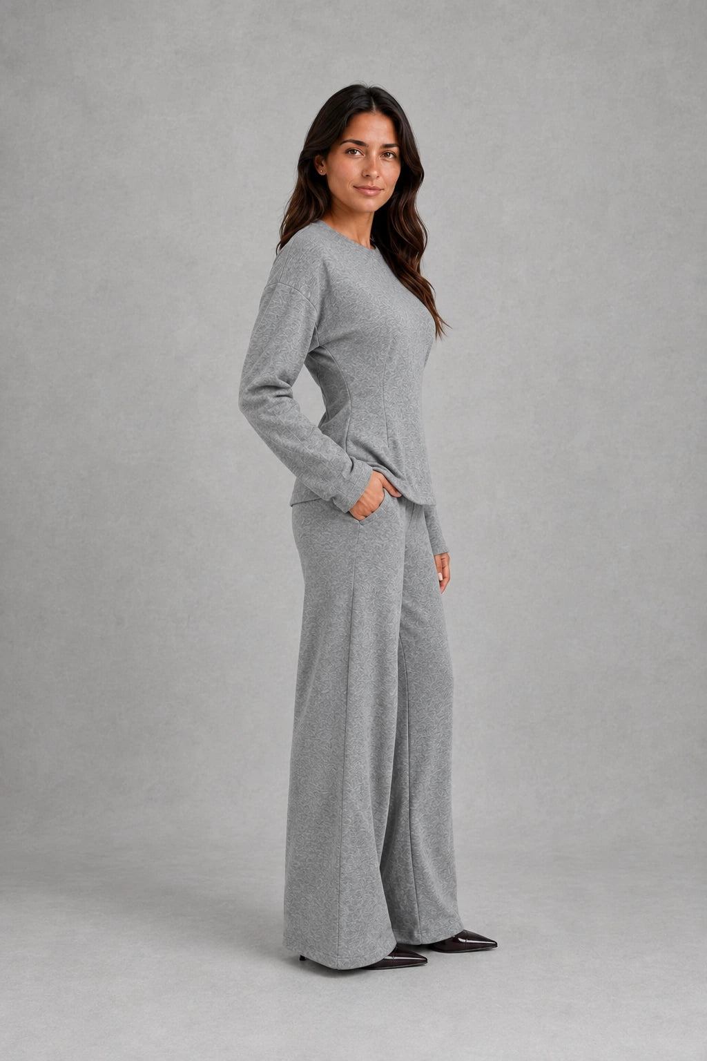 Women’s Soft Lounge Co-Ord Set – Fitted Long Sleeve Top & Wide Leg Trousers — gallery_02.webp