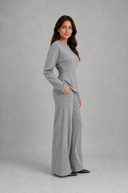 Women’s Soft Lounge Co-Ord Set – Fitted Long Sleeve Top & Wide Leg Trousers — gallery_02.webp