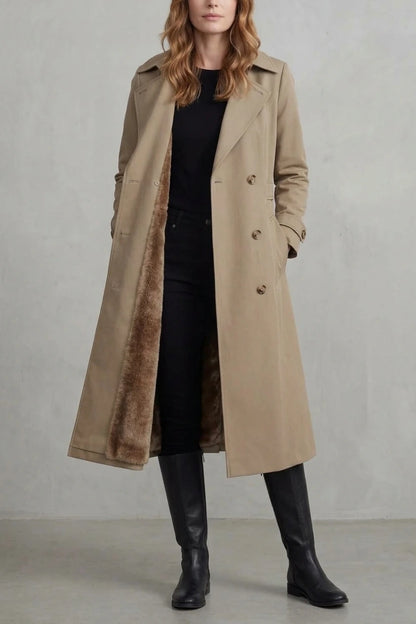 Carletta – Faux fur-lined trench – Double-breasted winter coat — variant_front