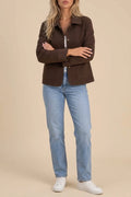 Women's Collared Overshirt Jacket – Button-Up with Patch Pockets