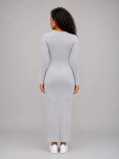 Women’s Ribbed Knit Maxi Dress – Long Sleeve Bodycon Style — gallery_02.webp