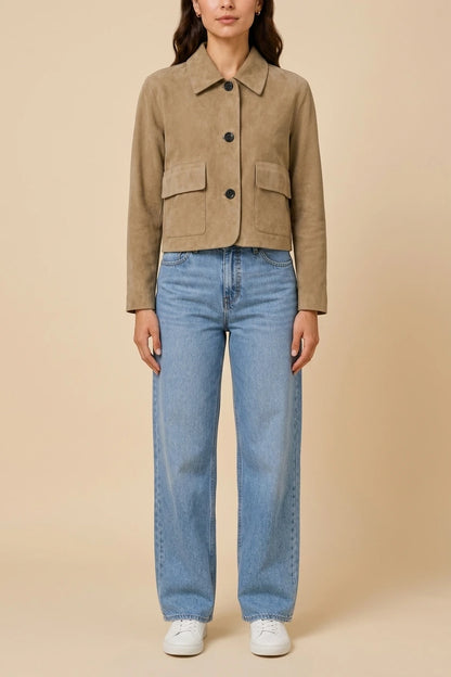 Women’s Tailored Collared Jacket – Button Front Long Sleeve Coat — variant_front