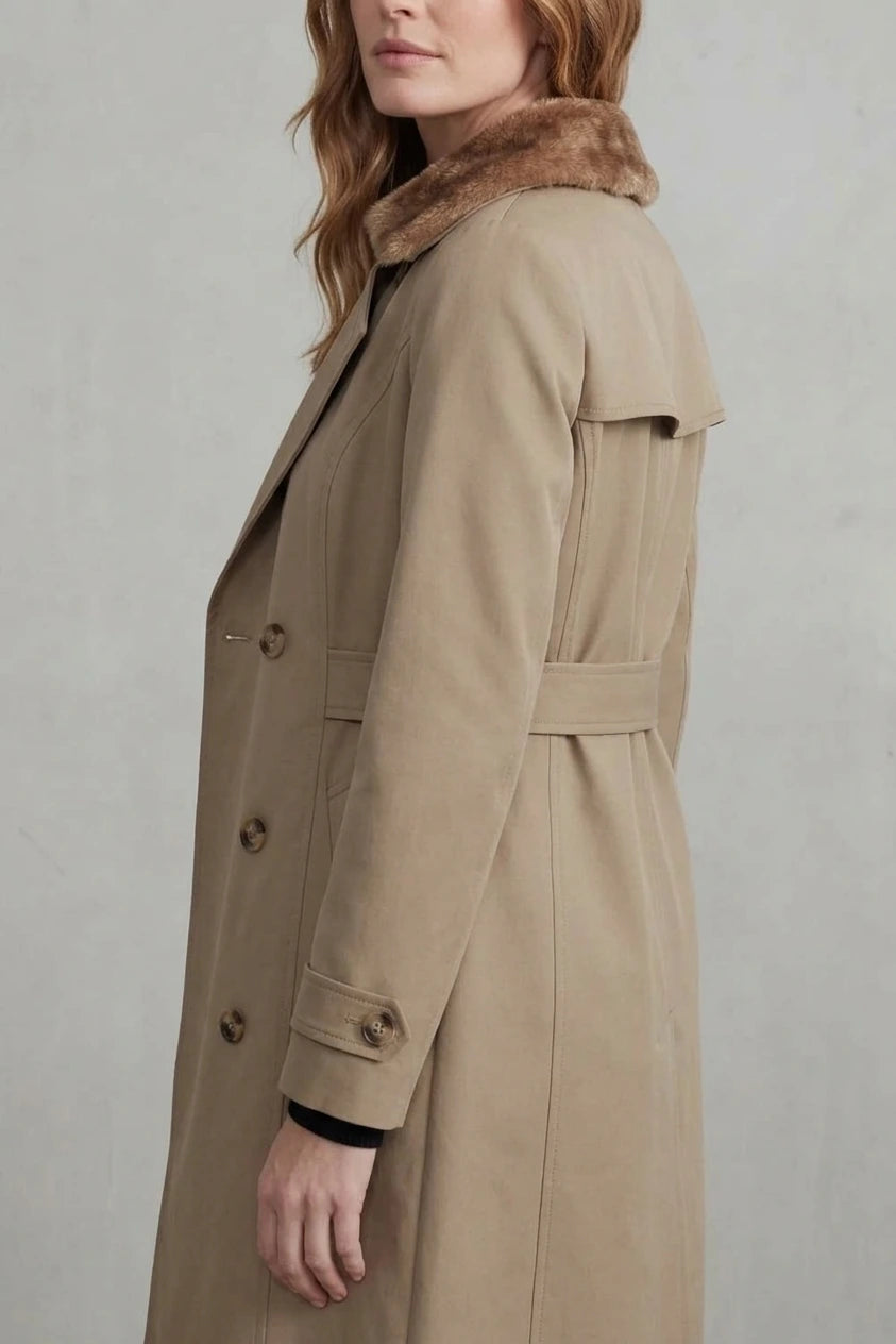 Carletta – Faux fur-lined trench – Double-breasted winter coat — variant_front