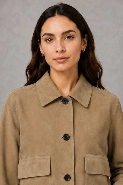 Women’s Tailored Collared Jacket – Button Front Long Sleeve Coat — gallery_03.webp