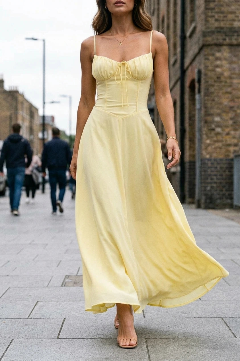 Women’s Strappy Corset Maxi Dress – Sculpted Flowing Silhouette — variant_front