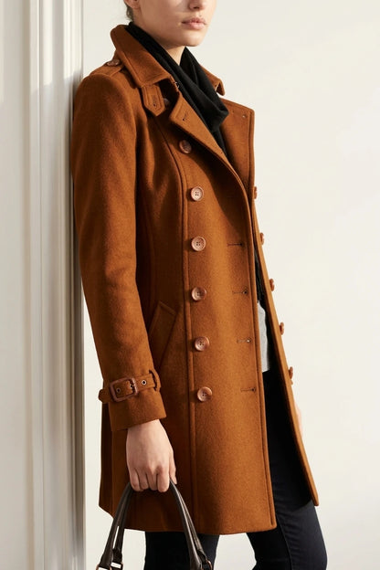 Women's Double-Breasted Military Coat Notch Lapel — variant_front