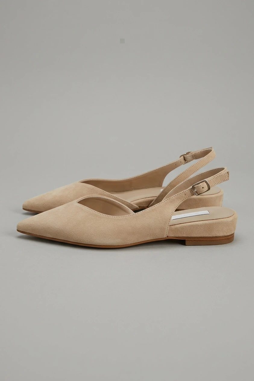 Women's Pointed Slingback Flats V-Cut Adjustable Strap — variant_front