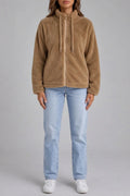 Women's Teddy Fleece Zip-Up Jacket, Soft High-Neck Jumper