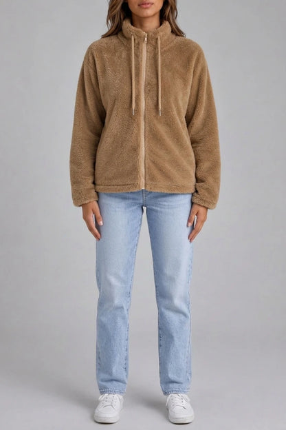 Women’s Teddy Fleece Zip-Up Jacket – Soft High Neck Jumper — variant_front