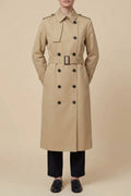 Classic Cut Double-Breasted Trench Coat with Belted Waist