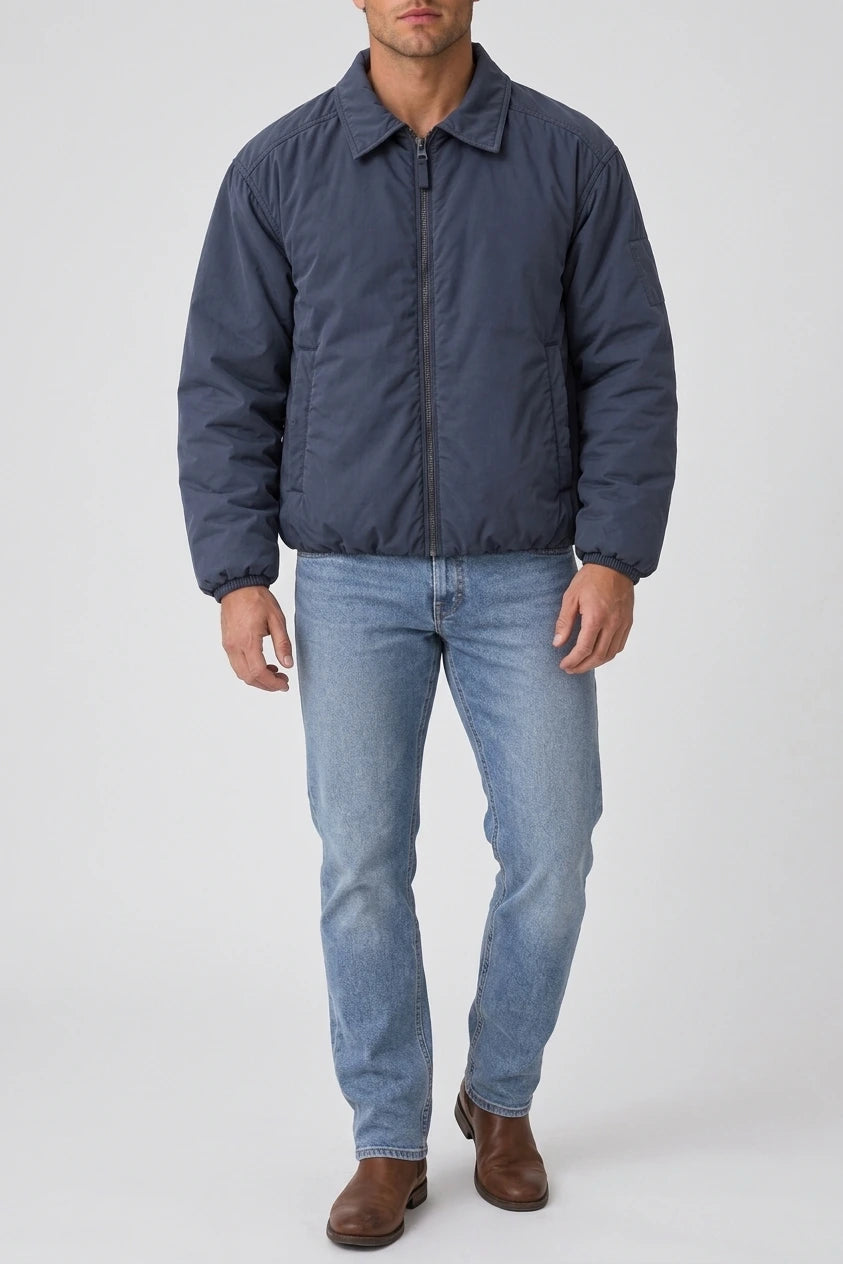 Men’s Padded Full Zip Jacket – Collared Lightweight Bomber — variant_front