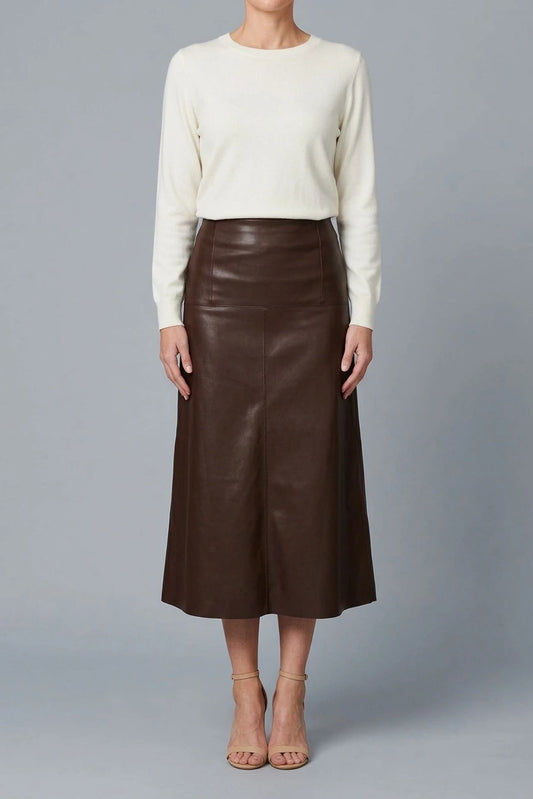 Faux Leather High Waist Midi Skirt — variant_front