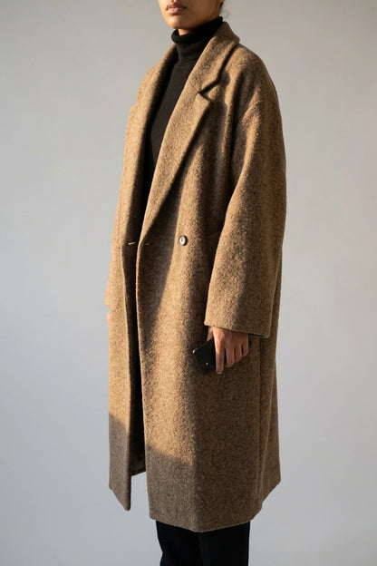 Women's Oversized Longline Coat Double-Breasted — variant_front