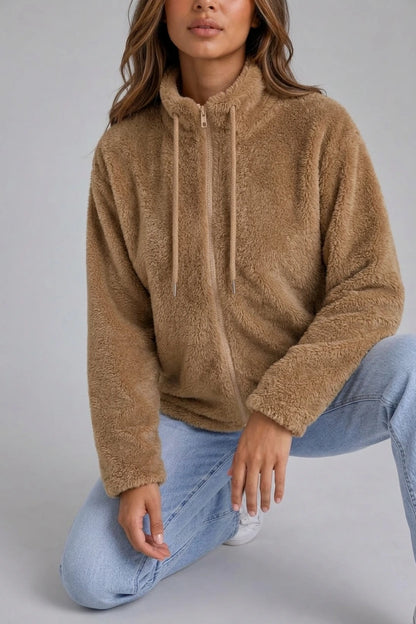 Women’s Teddy Fleece Zip-Up Jacket – Soft High Neck Jumper — variant_front