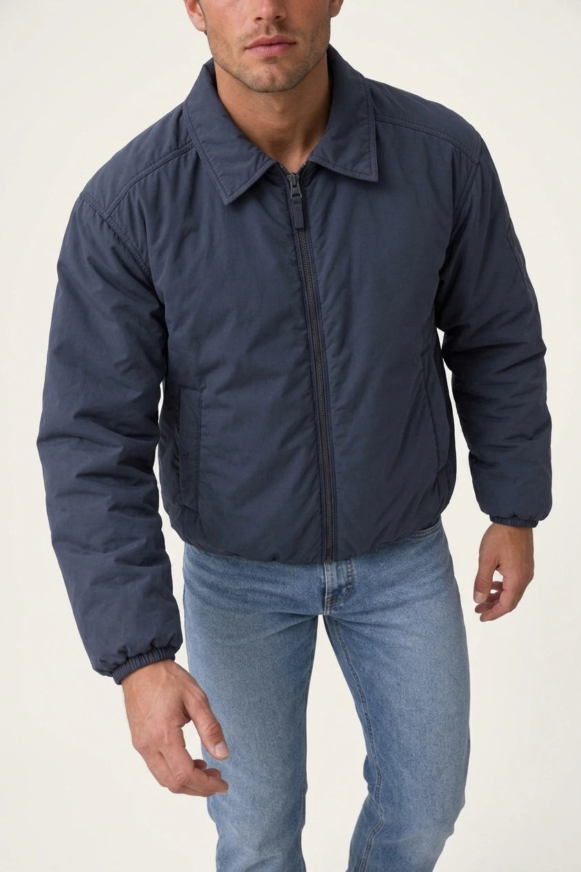 Men’s Padded Full Zip Jacket – Collared Lightweight Bomber — variant_front