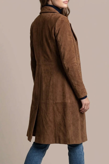 Delvienne – Vintage suede finish – Longline coat — variant_front