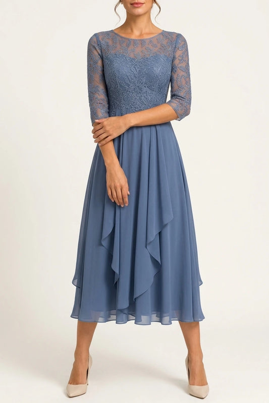 Women's Embroidered Lace Midi Dress | Wedding Guest — variant_front