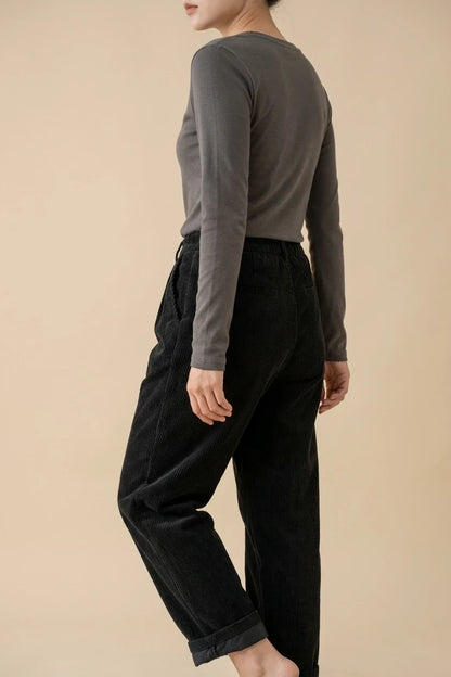 HMY Lazy Style Drapey Straight Casual Trousers, Women'S Casual Pants — variant_front