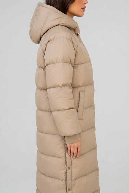 Women’s Long Puffer Coat – Hooded Padded Winter Jacket — variant_front