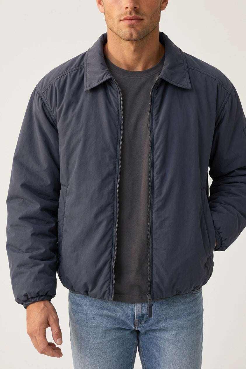 Men’s Padded Full Zip Jacket – Collared Lightweight Bomber — variant_front