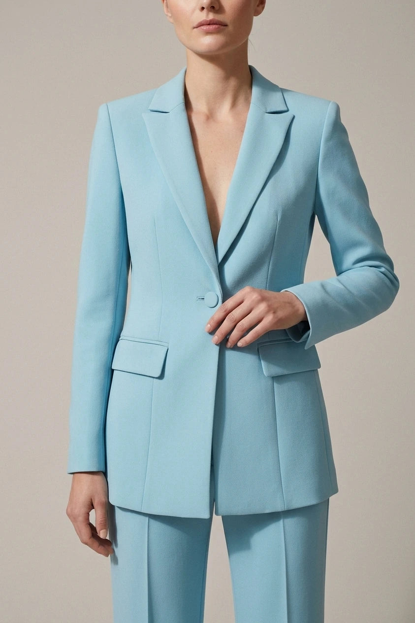 Women's Blazer Suit Set with Notch Lapel and Straight Trousers — variant_front