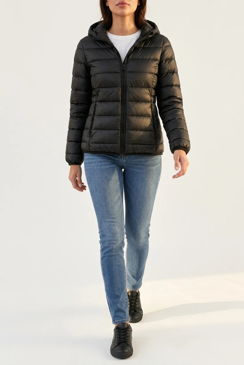 Women’s Lightweight Hooded Puffer Jacket – Quilted Zip-Up Coat — variant_front