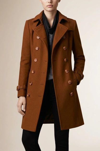 Women's Double-Breasted Military Coat Notch Lapel — variant_front