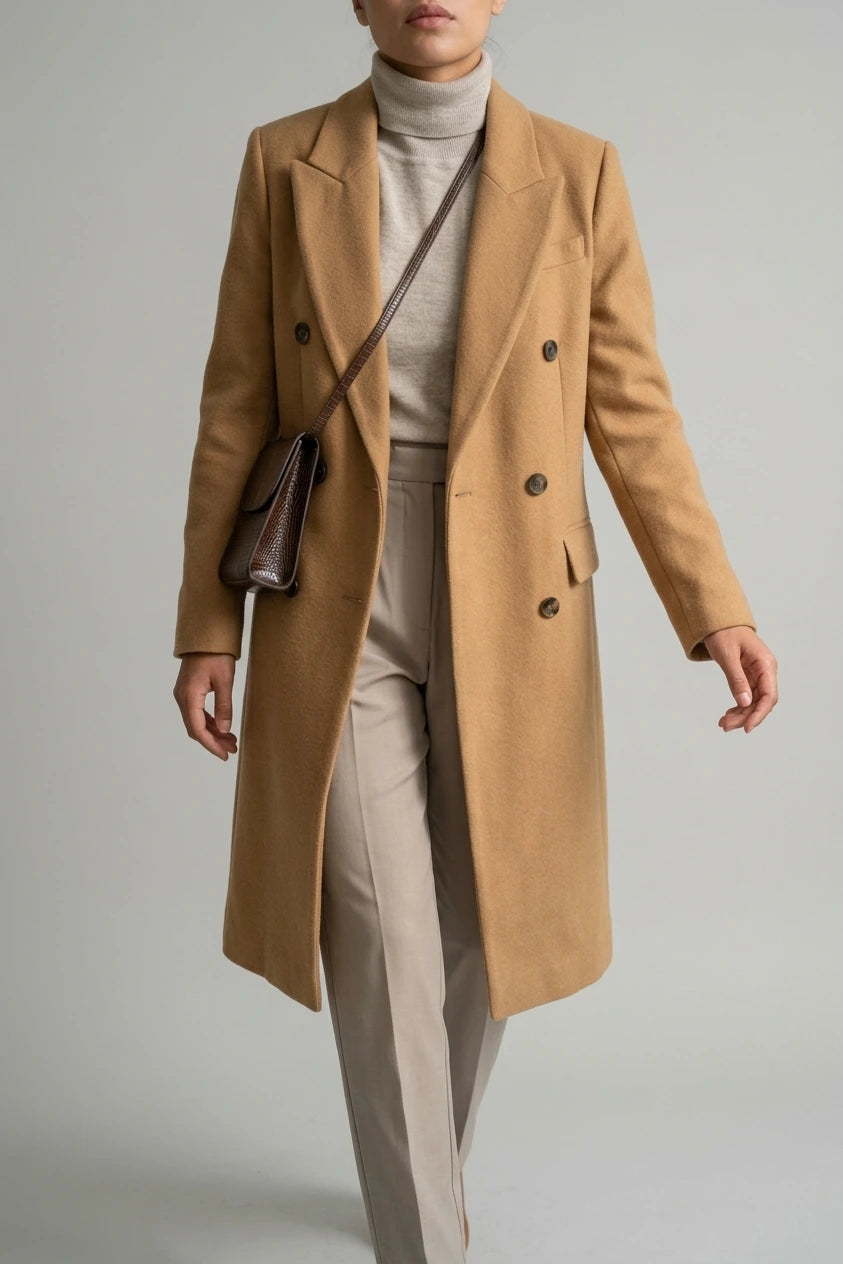 Women's Double-Breasted Wool Blazer Notched Lapel — variant_front