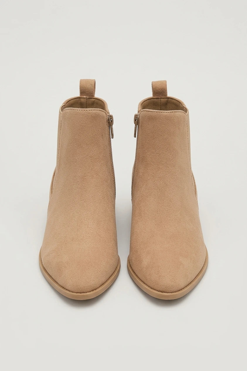 Women's Pointed Toe Chelsea Ankle Boots Low Block Heel — variant_front