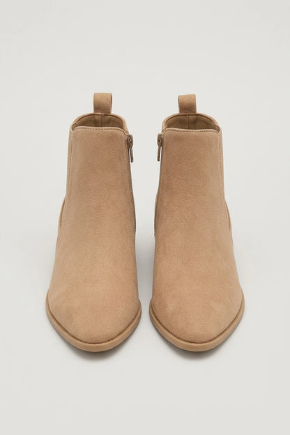 Women's Pointed Toe Chelsea Ankle Boots Low Block Heel — variant_front