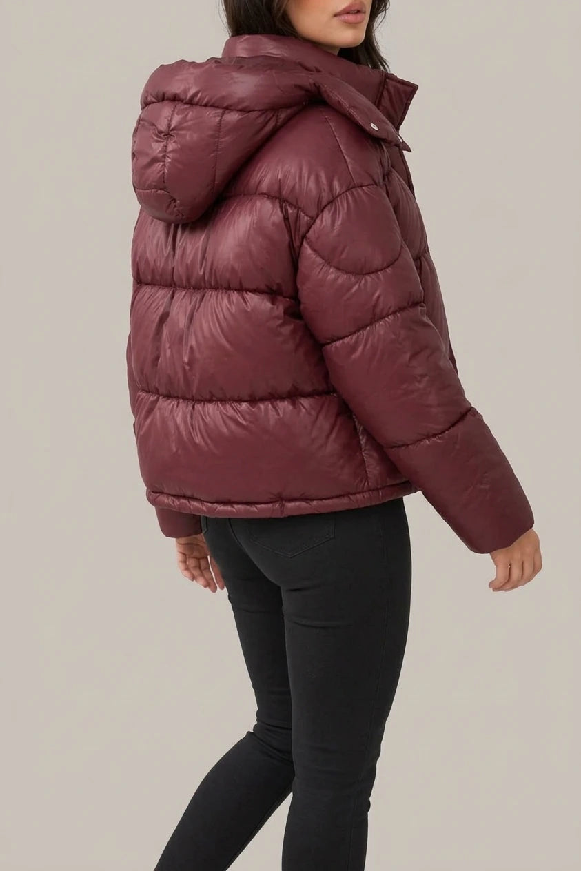 Women’s Hooded Puffer Jacket – Full Zip Padded Winter Coat — variant_front