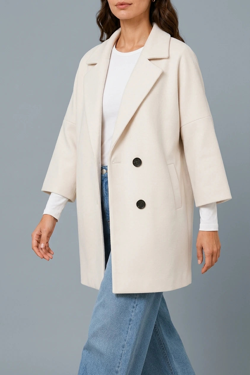 Women’s Elegant Longline Coat – Classic Lightweight Tailored Jacket — variant_front