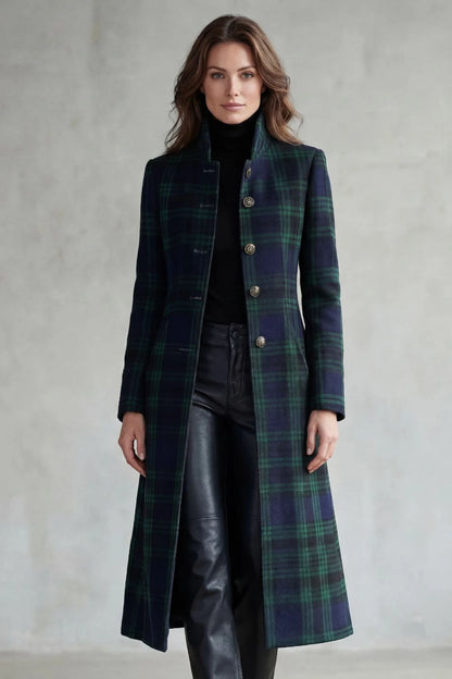 Rowleigh – Highland check silhouette – Wool blend coat — gallery_02.webp