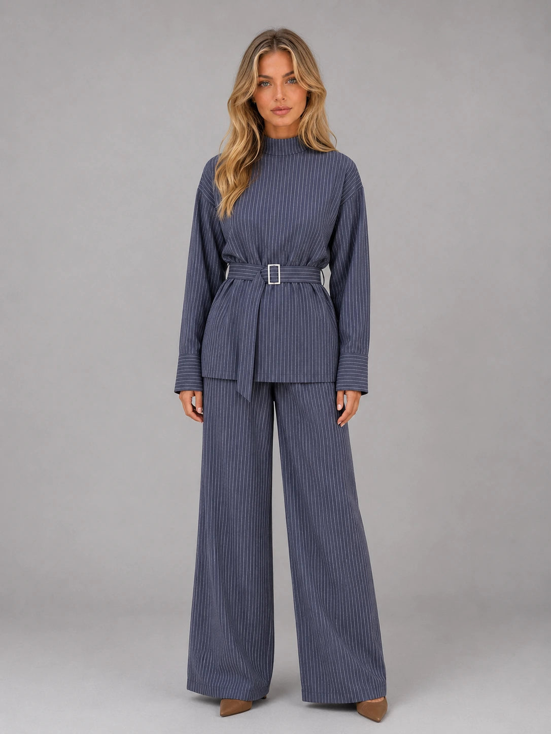 Women’s Pinstripe Two-Piece Set – High Neck Top & Wide Leg Trousers — gallery_01.webp