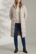 Women's Longline Puffer Jacket – Warm Hooded Long Coat