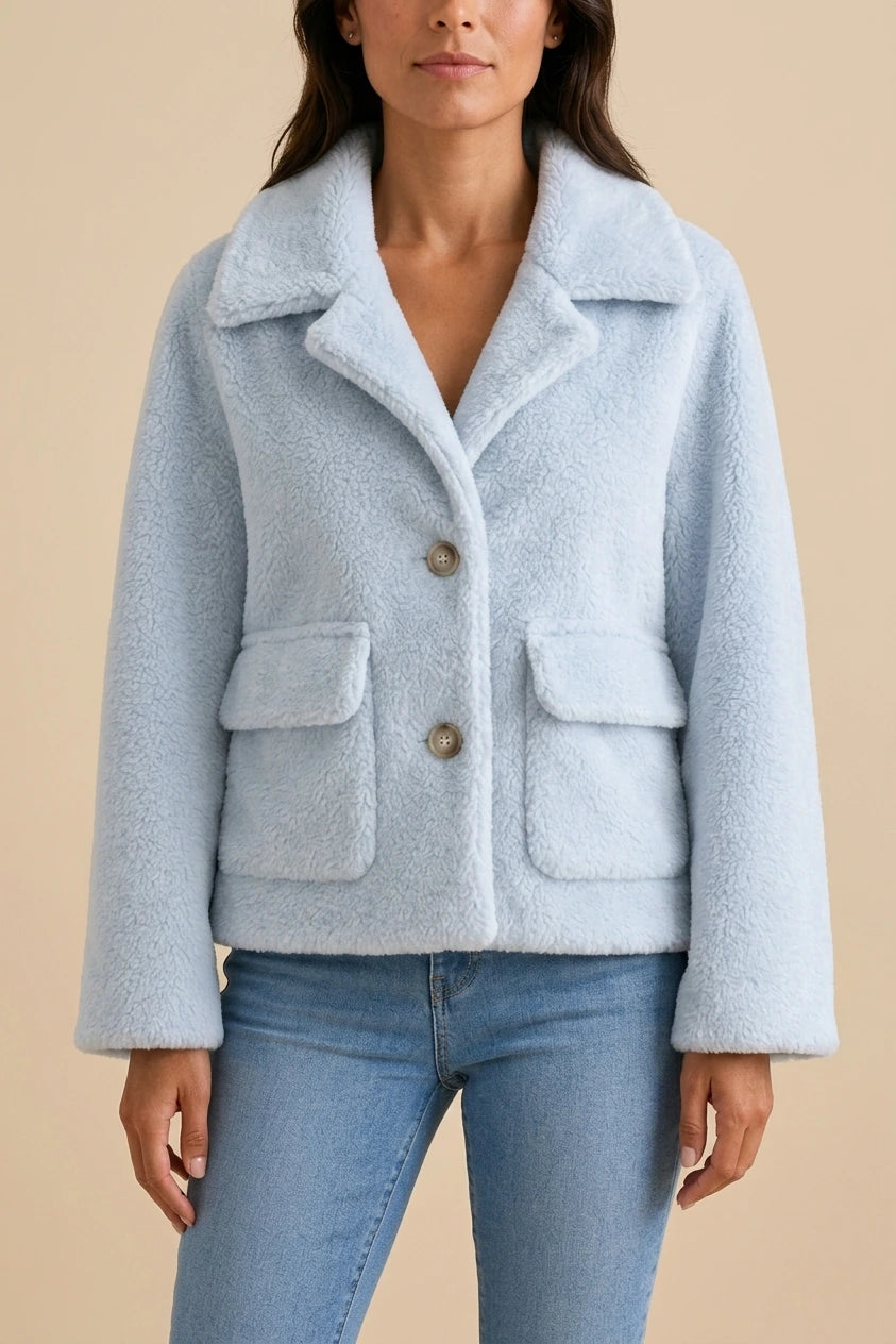 Women’s Relaxed Lapel Jacket – Cosy Oversized Winter Coat — variant_front