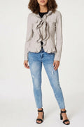 Fitted Ruffle-Trim Jacket