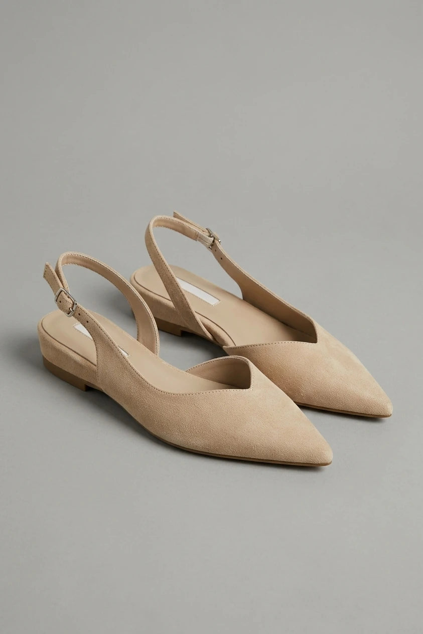 Women's Pointed Slingback Flats V-Cut Adjustable Strap — variant_front