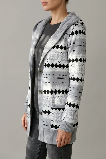 [Elegant Warm Cardigan] Elegant Warm Women's Cardigan | Fleece-Lined Hooded Sweater Coat | Autumn Winter European American — variant_front