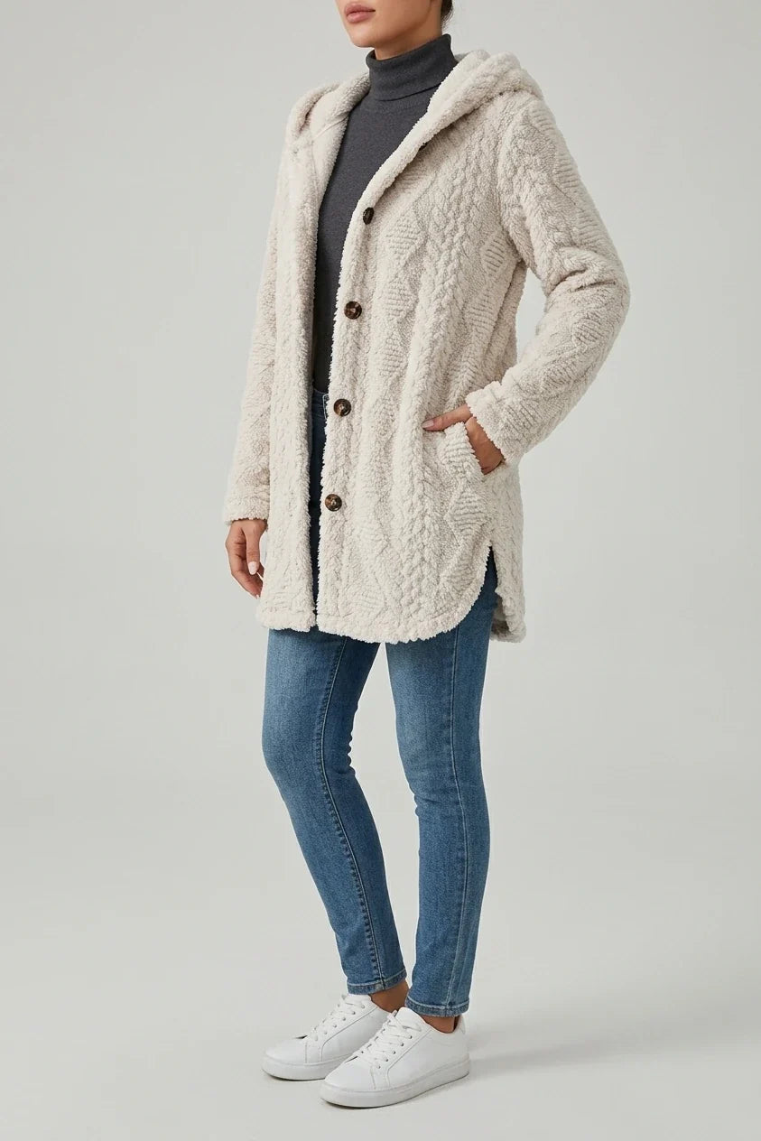 Wealthy Selection 2024 New Autumn Winter Warm Fashion Jacquard Hooded Cardigan Coat — variant_front